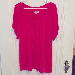 Women’s Plus V-Neck T-Shirt, Bright Pink, 2X